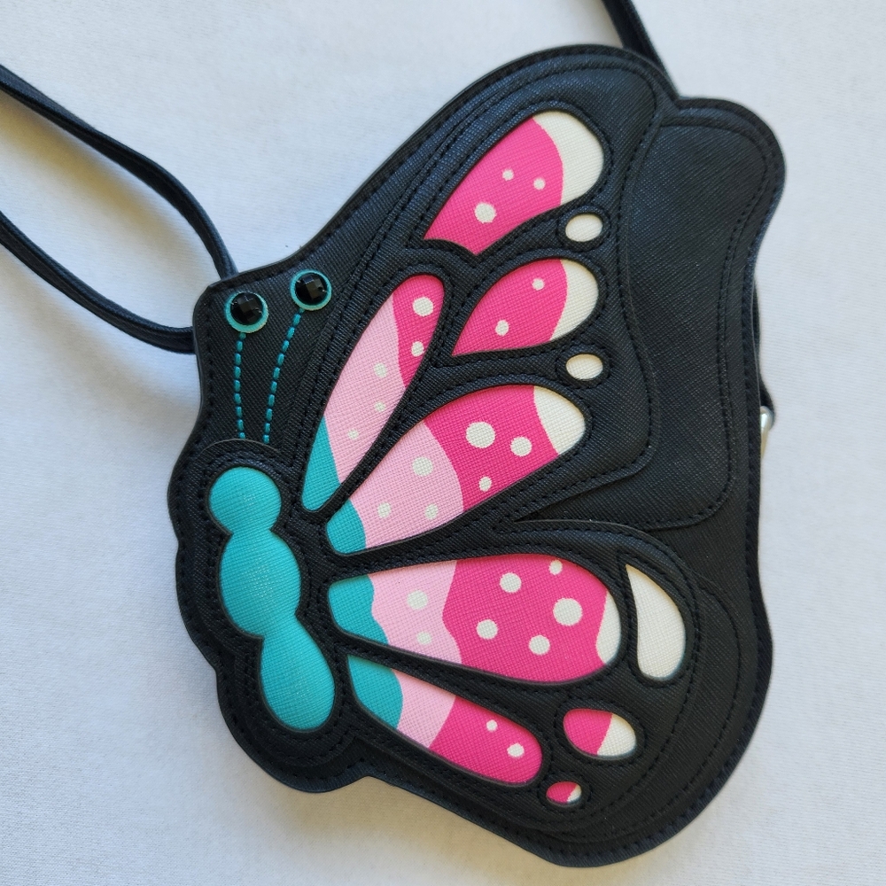 Butterfly Lily Bloom Flutter Butter Crossbody Bag Black Pink Blue Cute Fairy